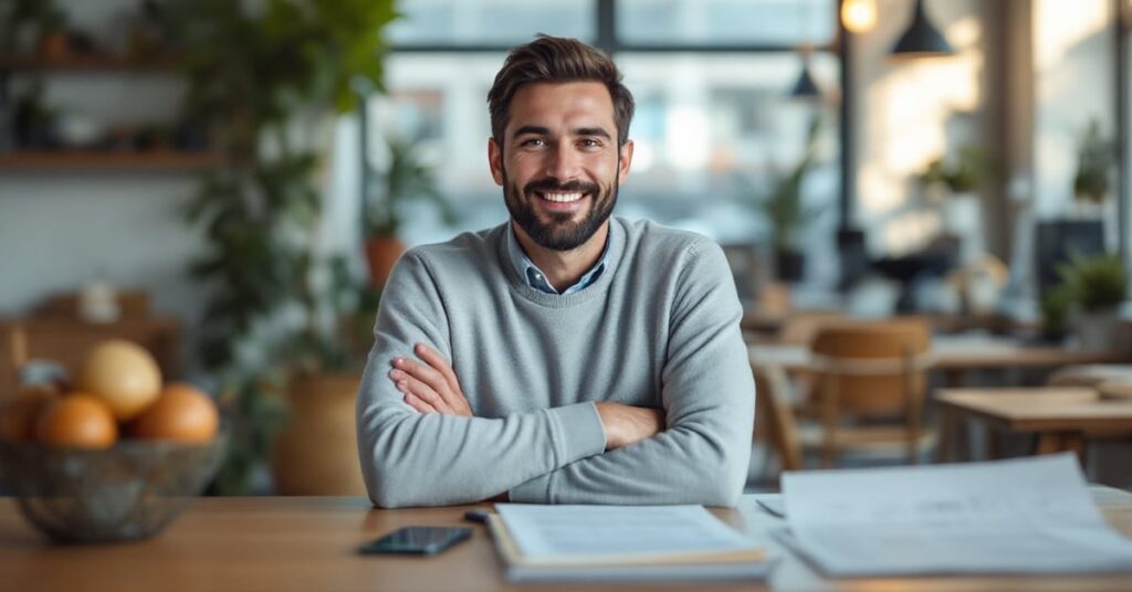 Auto-entrepreneur effectuant sa déclaration de chiffre d'affaires URSSAF sur ordinateur