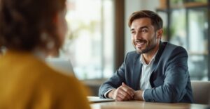 Auto-entrepreneur travaillant sur ses démarches URSSAF depuis un bureau moderne avec ordinateur portable