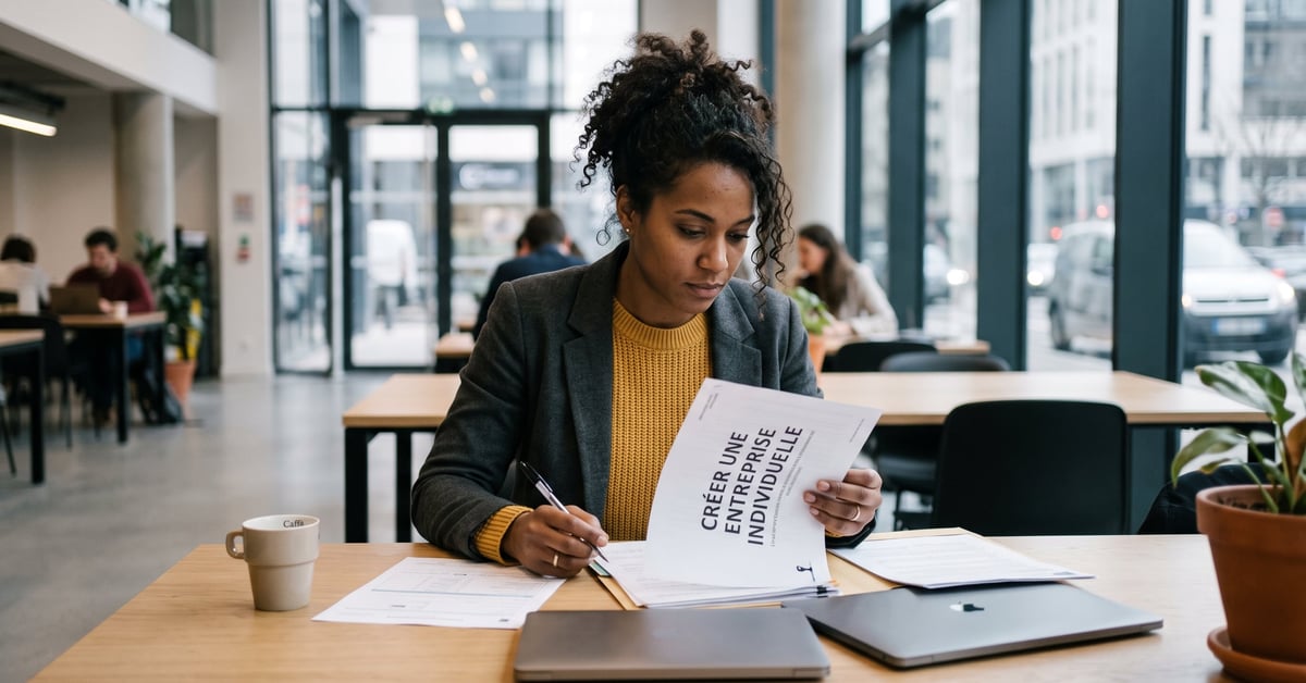 Créer une entreprise individuelle : entrepreneur au travail dans un bureau moderne