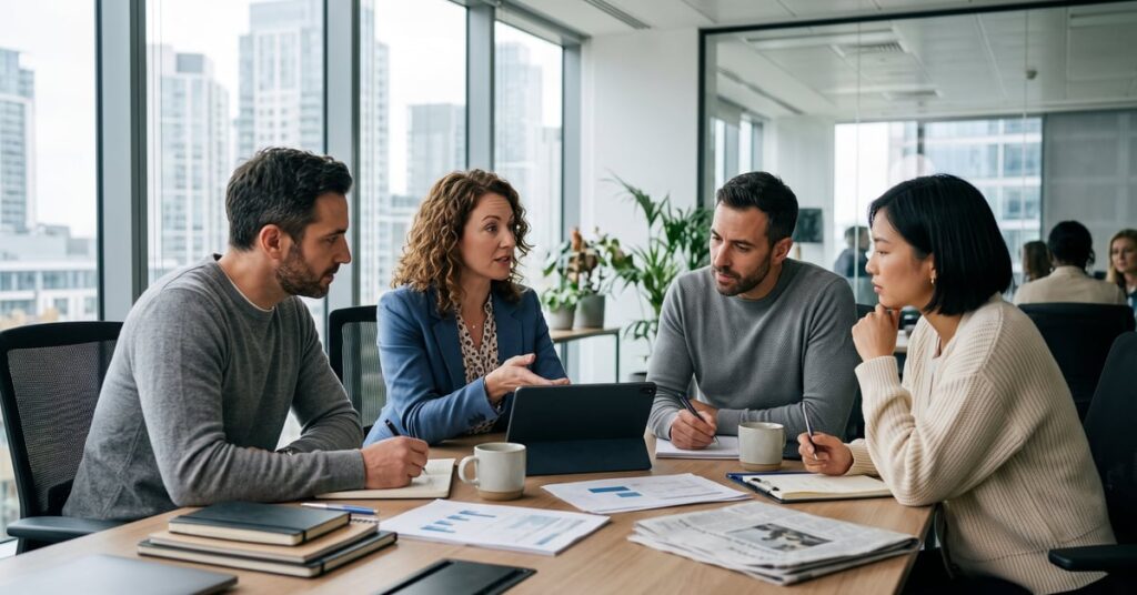 Entrepreneur consultant ses documents de gestion d'entreprise pour optimiser sa stratégie