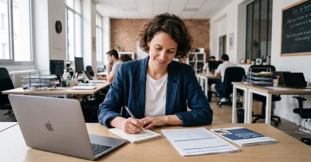 Entrepreneur individuel travaillant à son bureau pour créer une entreprise individuelle