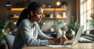 Formation en gestion d'entreprise : étudiant travaillant sur des documents et outils de management