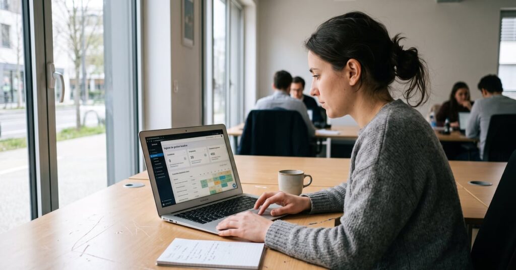 Logiciel de gestion locative sur écran d'ordinateur pour gérer des biens immobiliers