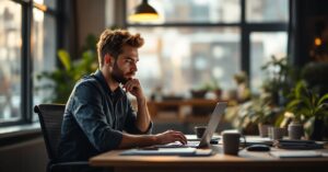 Interface de logiciel gestion de projets sur écran d'ordinateur dans un bureau moderne