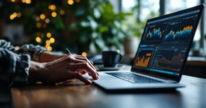 Outils de contrôle de gestion disposés sur un bureau moderne pour analyse financière