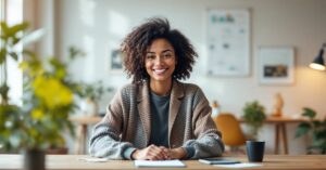 Outils de gestion de projet collaboratif sur écran d'ordinateur dans un bureau moderne